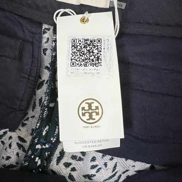 New Tory Burch Navy Blue Confetti Jacquard Trouser Pants NWT Designer Women’s 0 - Picture 10 of 12